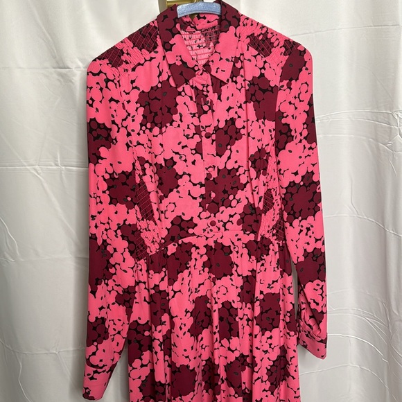 Kate Spade Long Sleeve Shirt Dress Pink Clusters - Picture 2 of 7